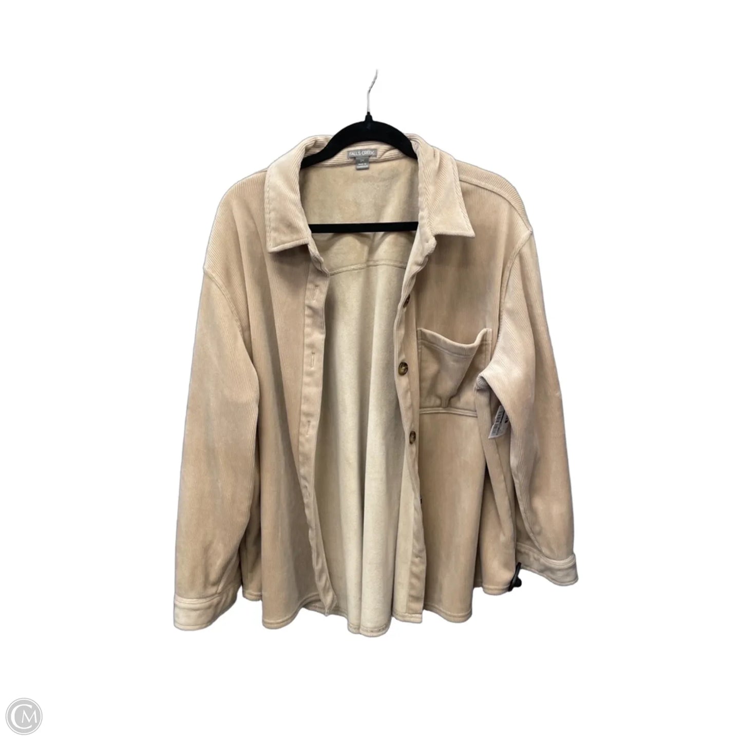 Jacket Shirt By Falls Creek In Beige, Size: 2x