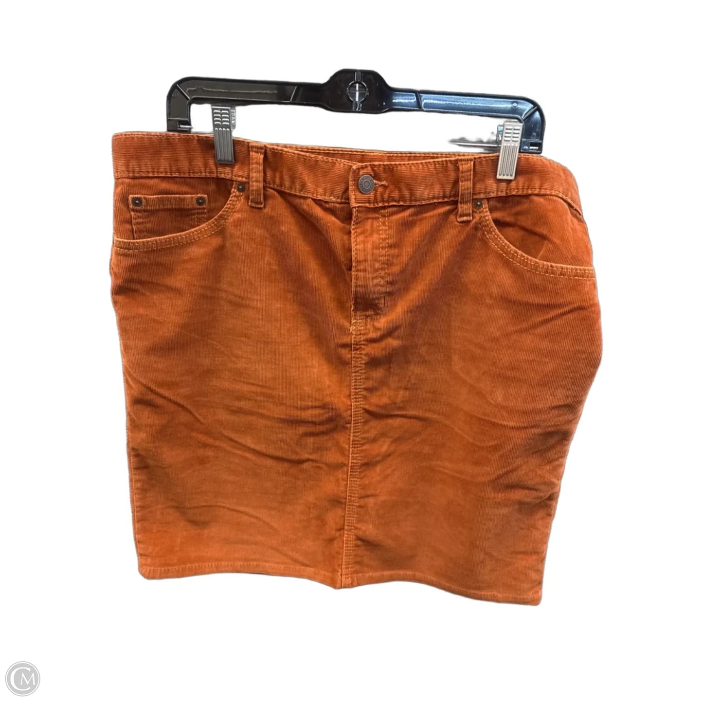 Skirt Midi By Gap In Orange Denim, Size: Xl