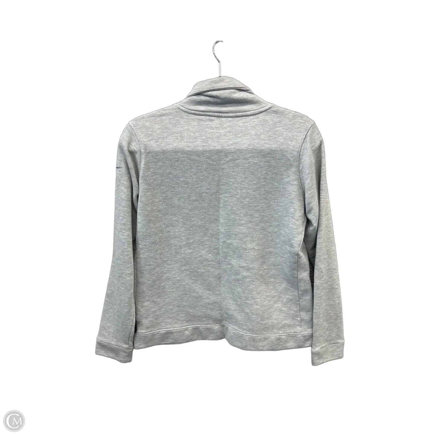 Athletic Top Long Sleeve Collar By Nike In Grey, Size: M