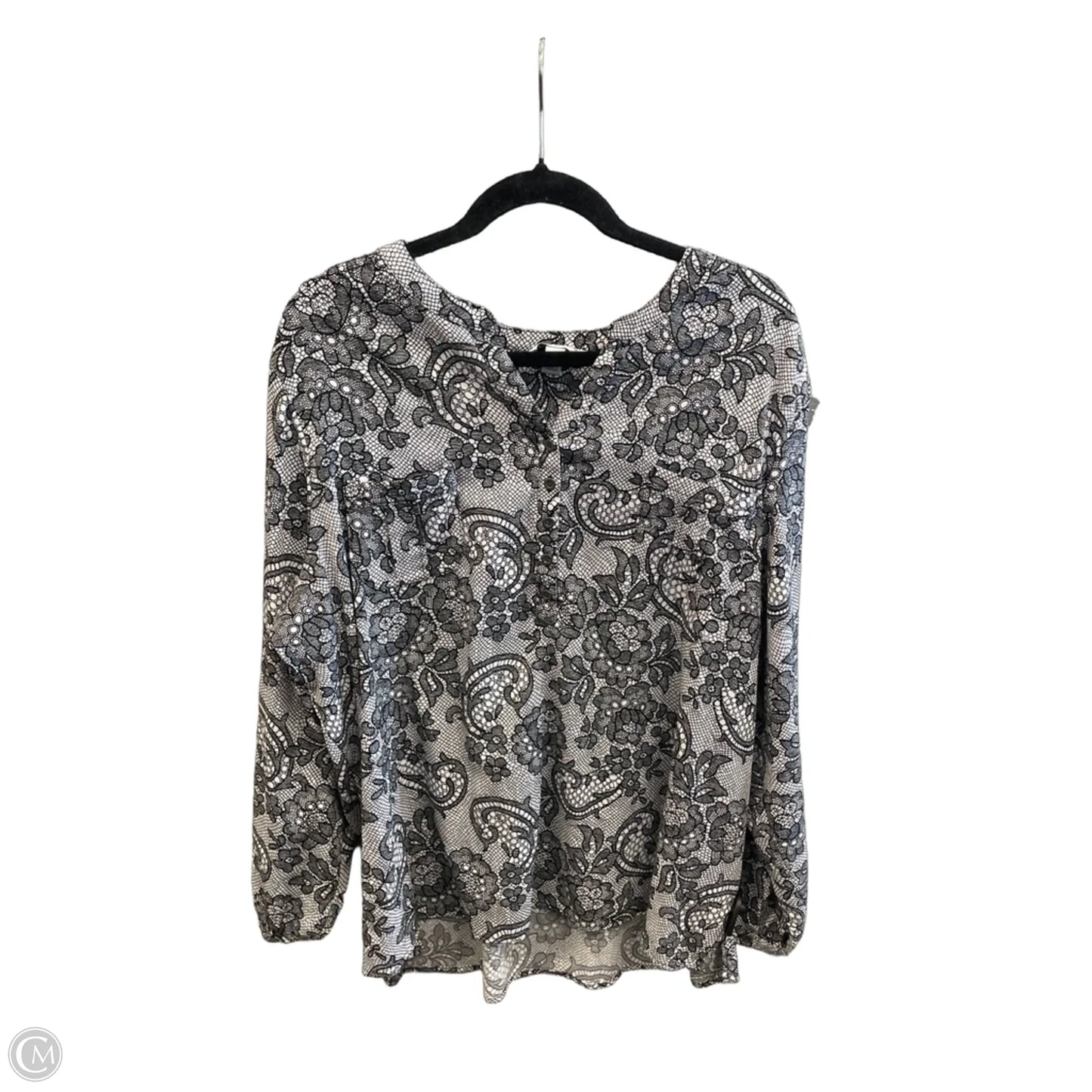 Top Long Sleeve By Croft And Barrow In Black & White, Size: 2x