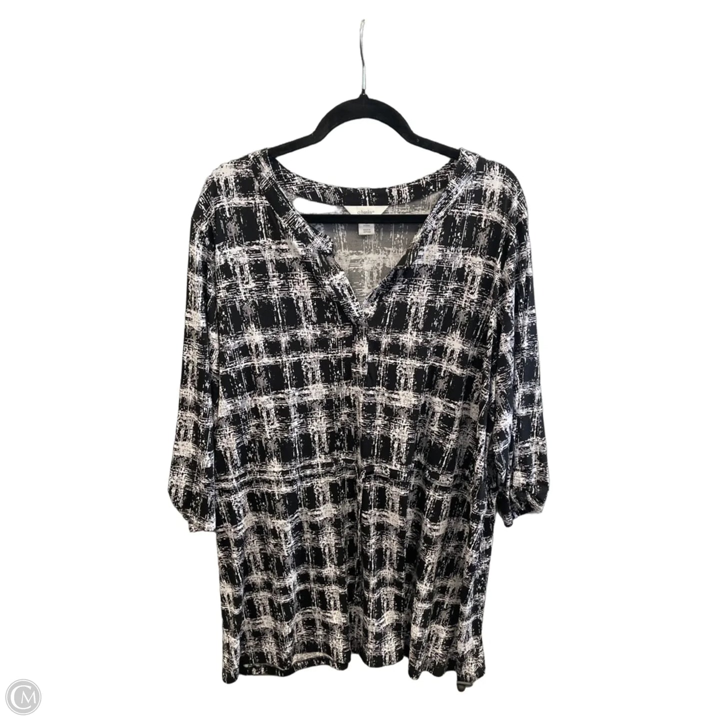 Top Long Sleeve By Cj Banks In Black & White, Size: 3x