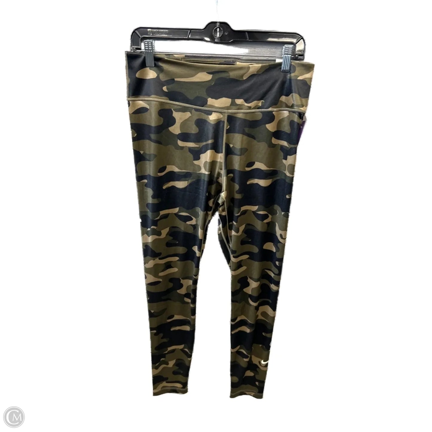 Athletic Leggings By Nike In Camouflage Print, Size: L