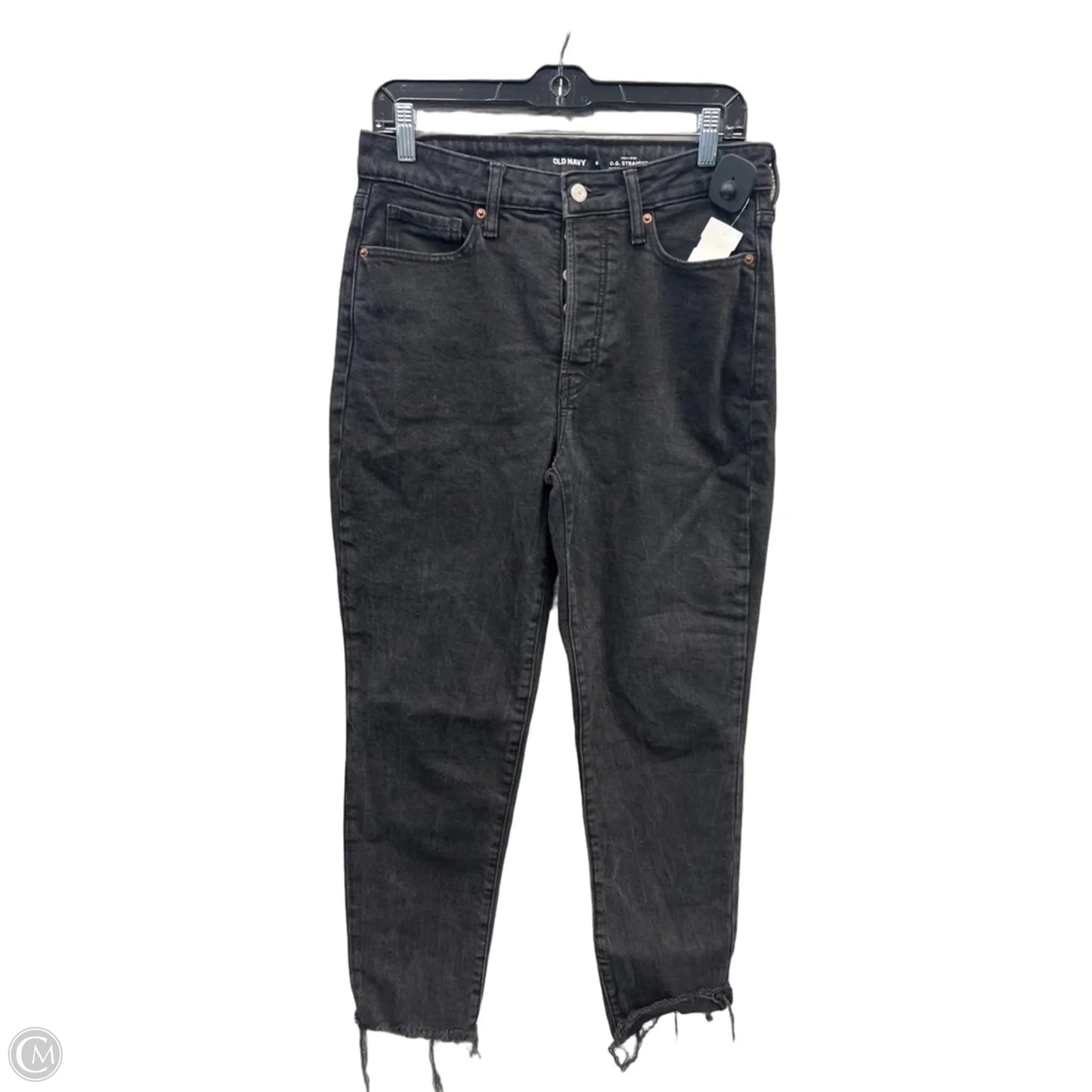 Jeans Straight By Old Navy In Black Denim, Size: 8