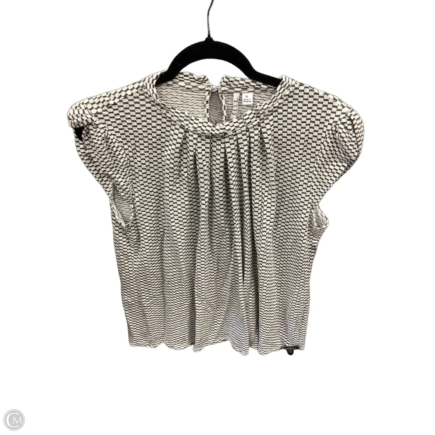 Top Short Sleeve By Elle In Black & White, Size: Xl