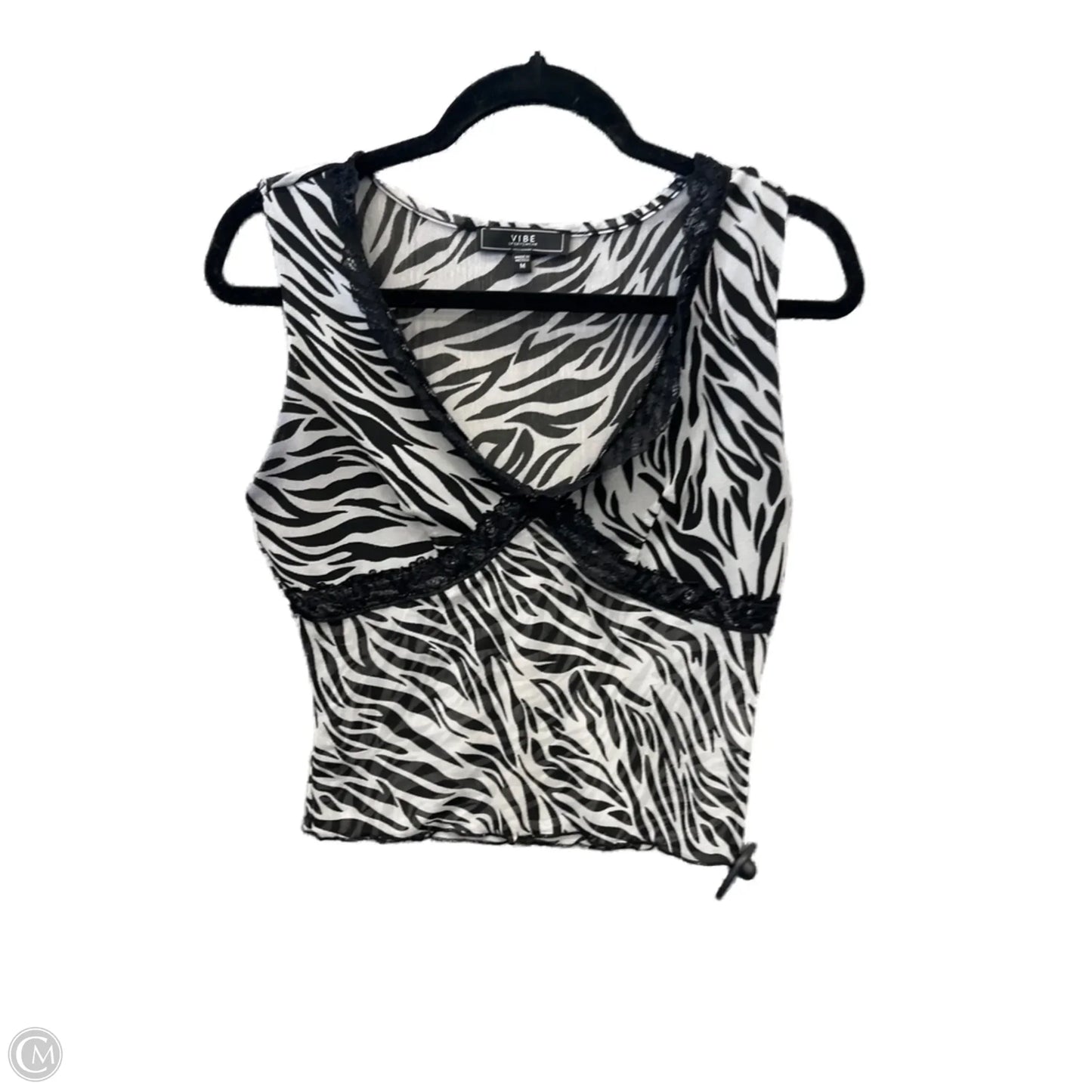 Top Short Sleeve By Vibe In Black & White, Size: M