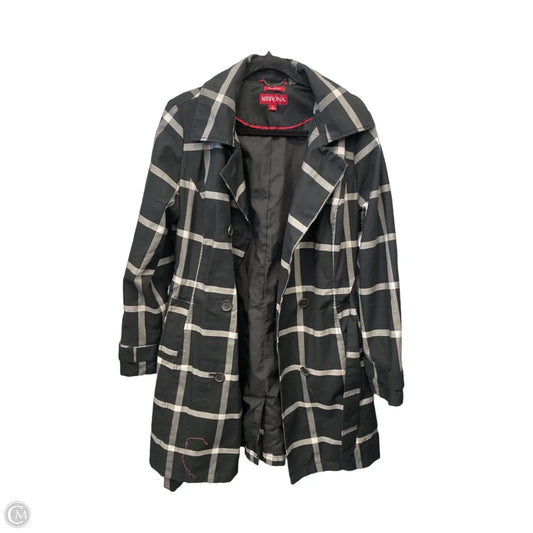 Coat Trench Coat By Merona In Plaid Pattern, Size: L