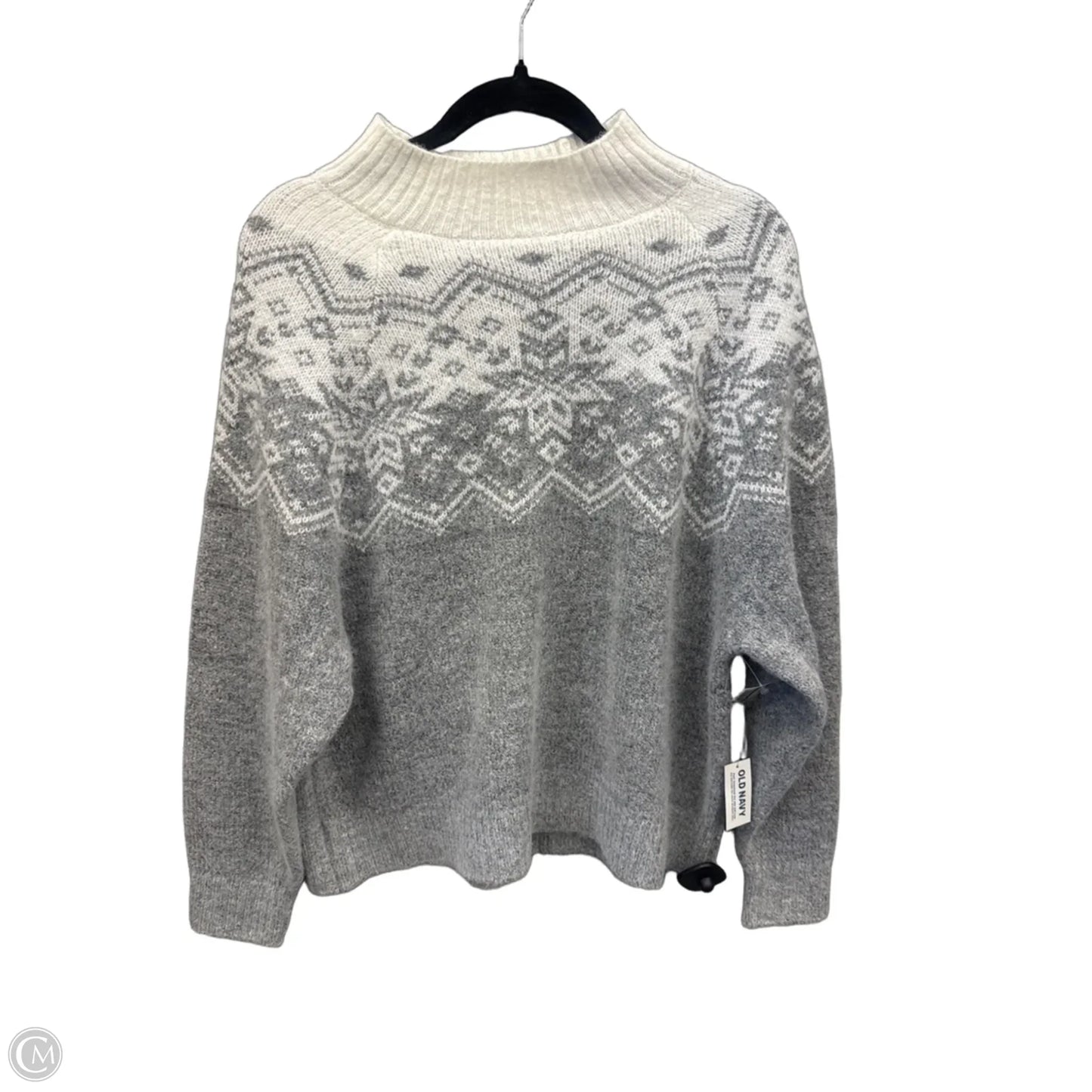 Sweater By Old Navy In Grey & White, Size: L