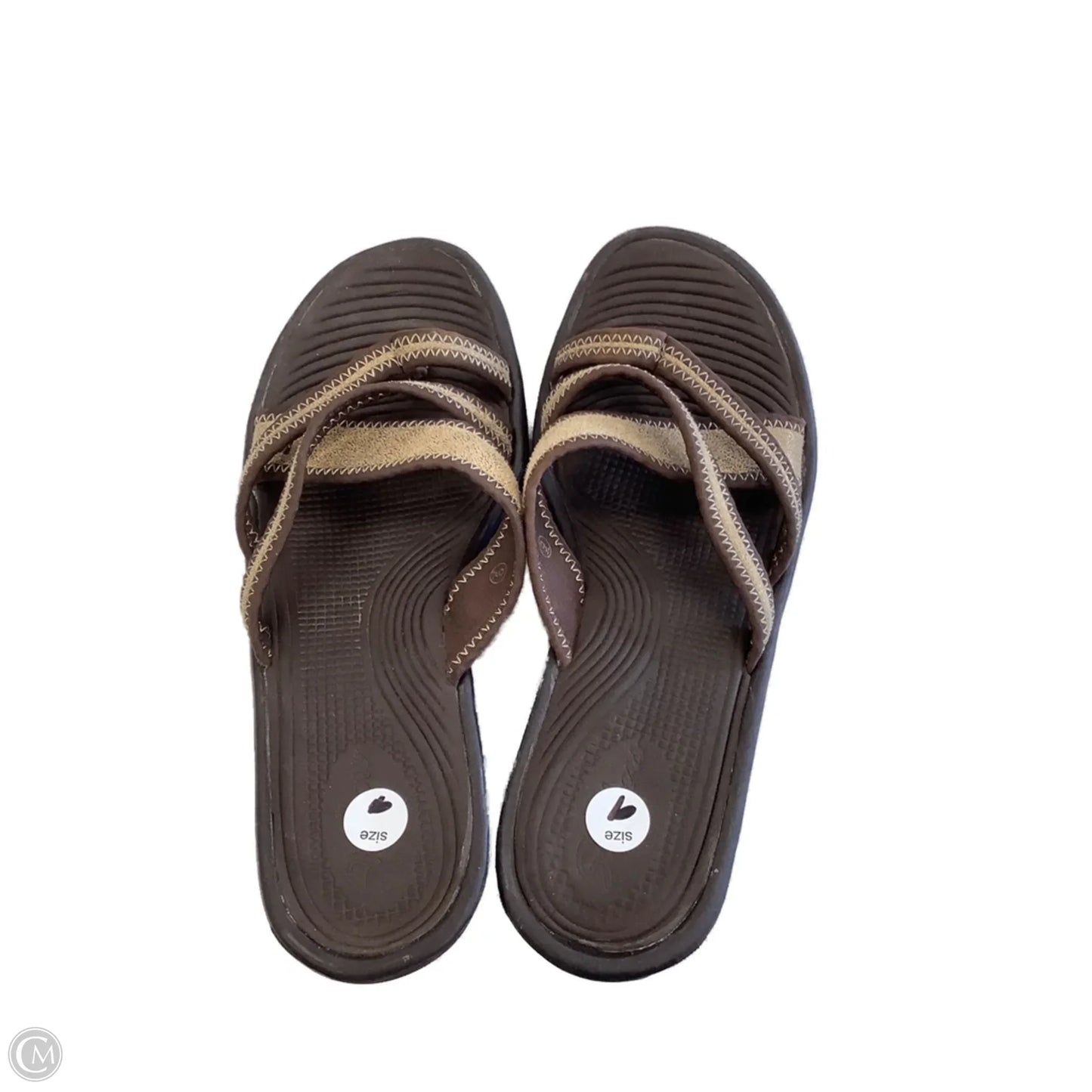 Sandals Heels Wedge By Skechers In Brown, Size: 9