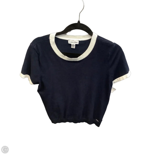 Top Short Sleeve By Calvin Klein In Navy, Size: L