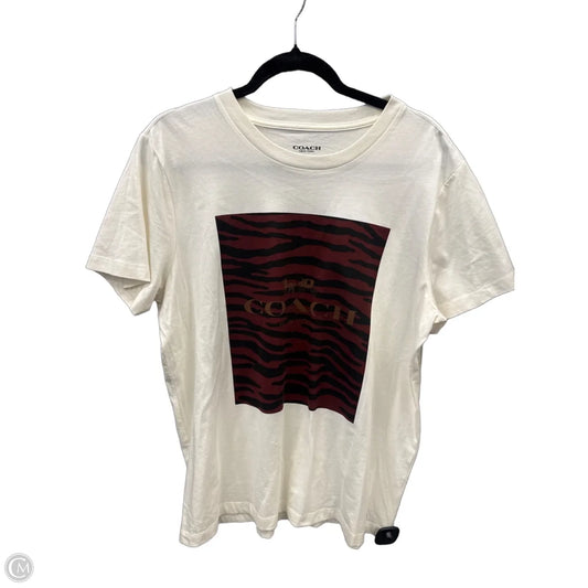 Top Short Sleeve Designer By Coach In Beige, Size: L