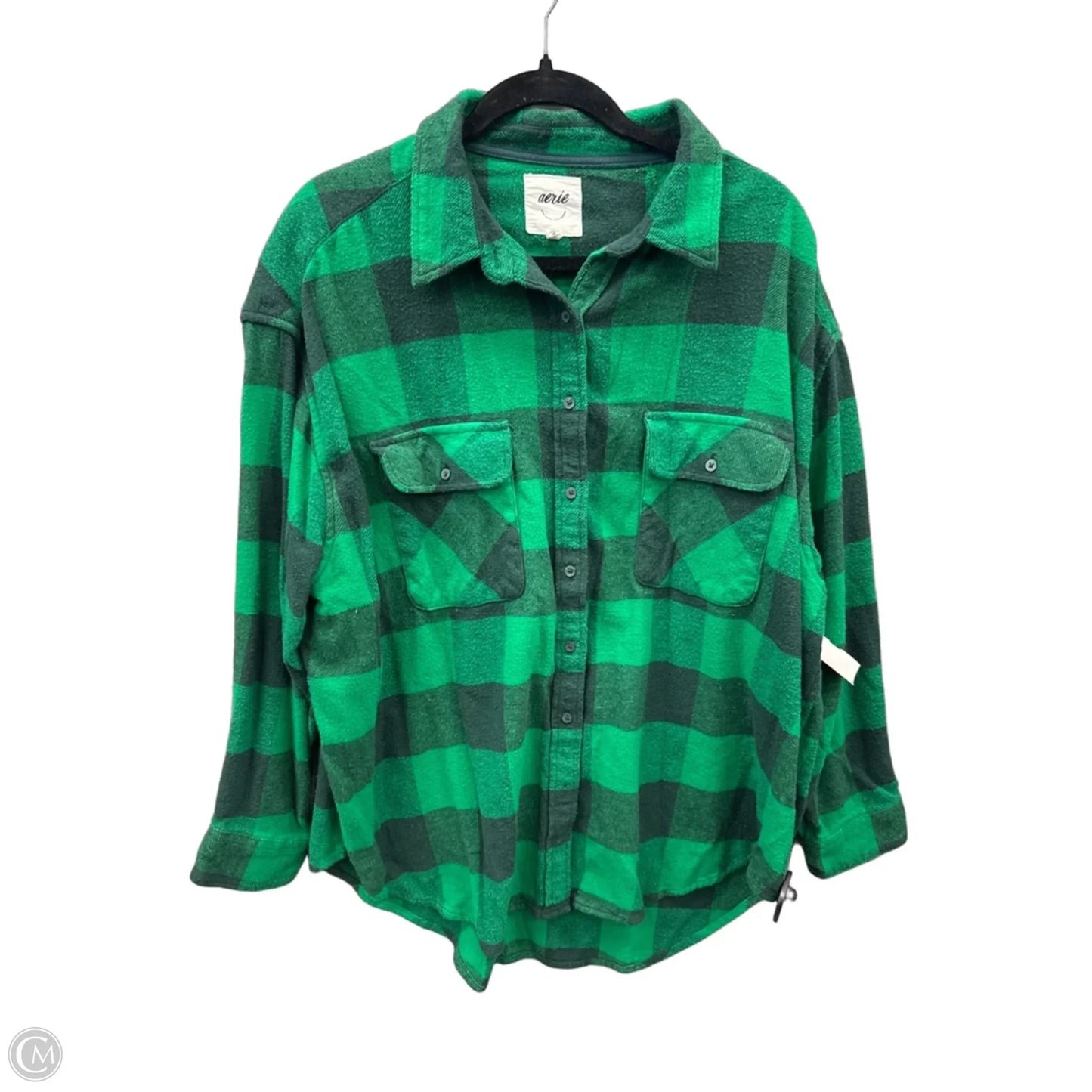 Jacket Fleece By Aerie In Plaid Pattern, Size: L