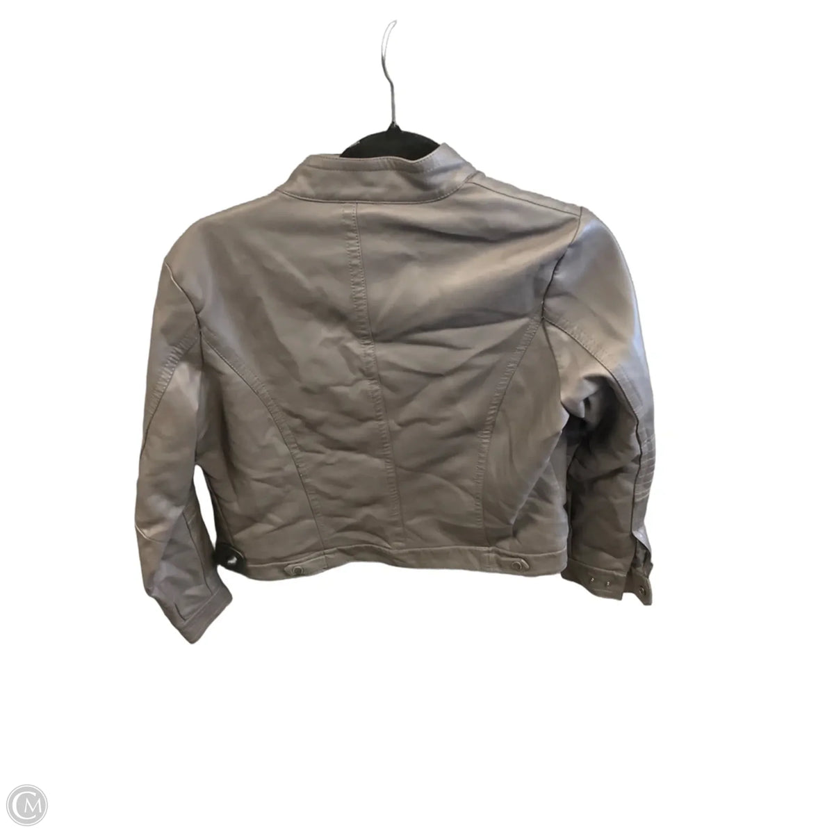 Jacket Leather By Clothes Mentor In Grey, Size: L