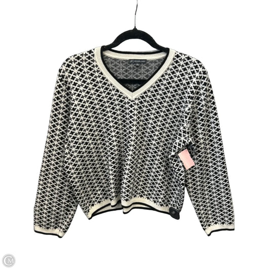 Sweater By Adrianna Papell In Black & White, Size: L