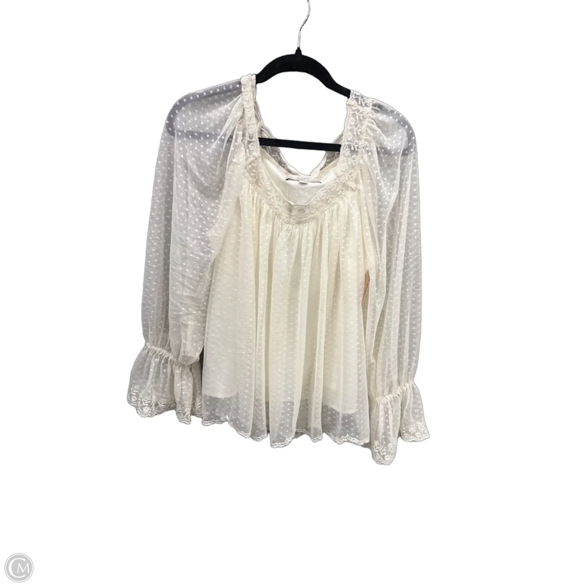 Top Long Sleeve By Loft In White, Size: M