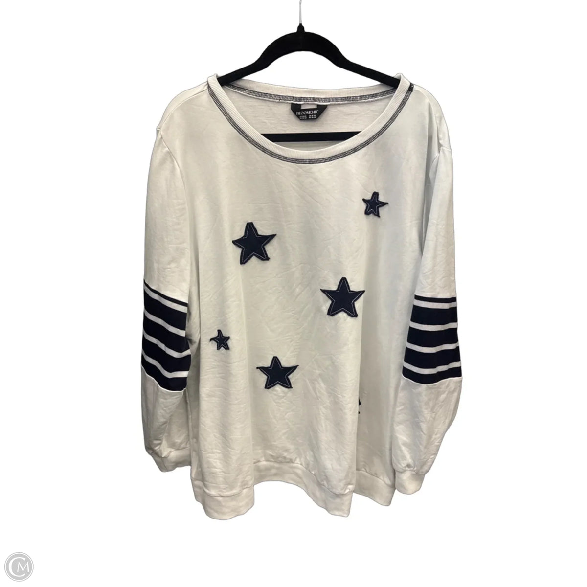 Top Long Sleeve By Bloomchic In Blue & White, Size: 3x