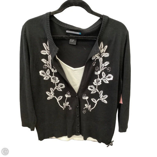 Cardigan By Requirements In Black & White, Size: L