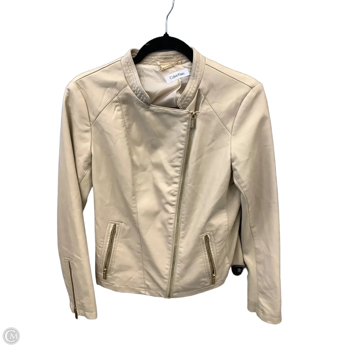 Jacket Leather By Calvin Klein In Beige, Size: Sp