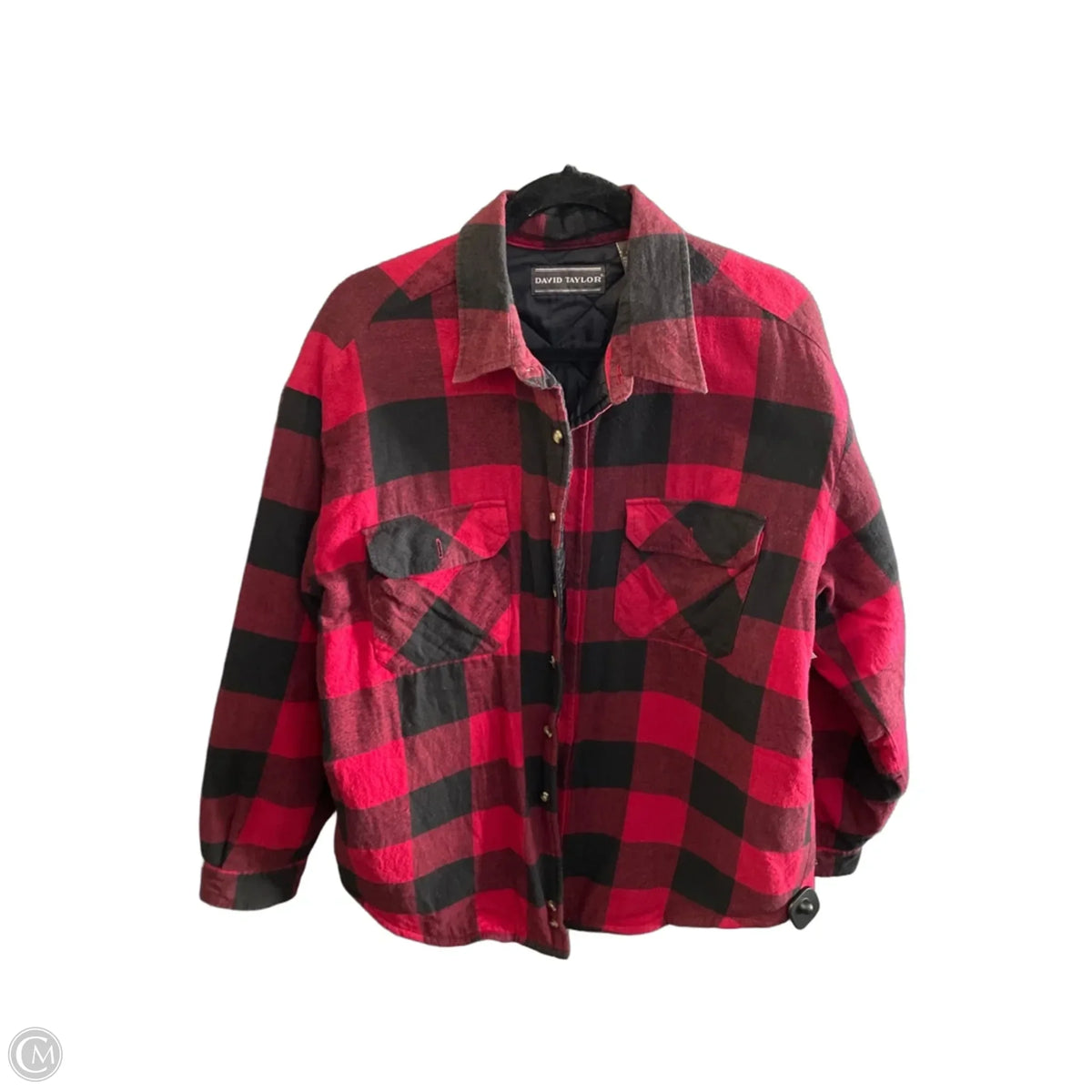 Jacket Puffer & Quilted By David Taylor In Plaid Pattern, Size: L