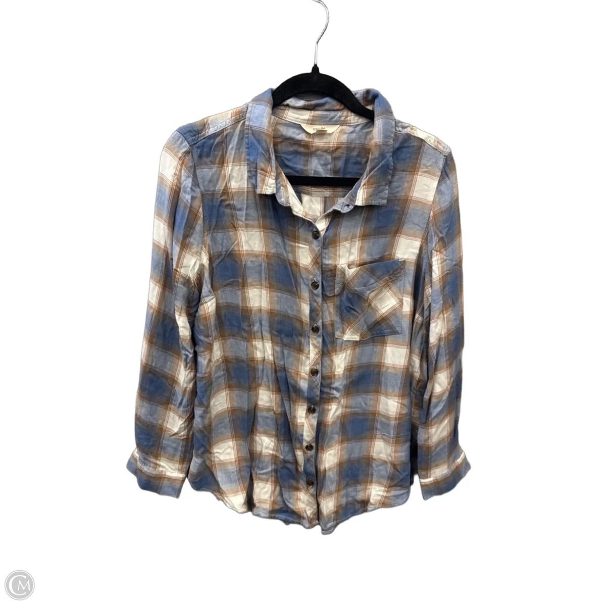 Top Long Sleeve By Terra & Sky In Plaid Pattern, Size: Xl
