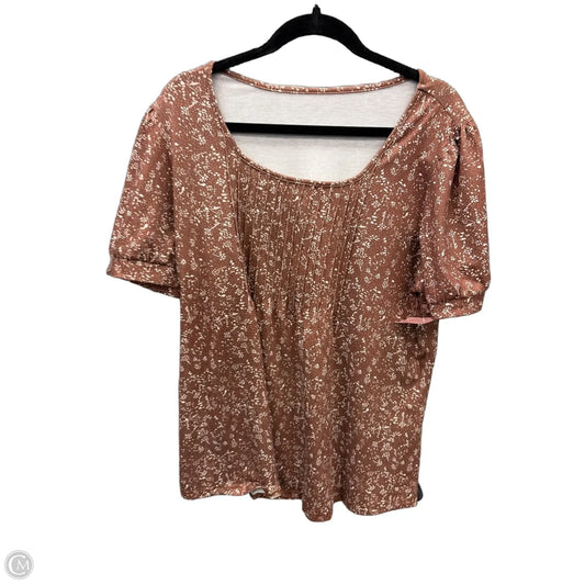 Top Short Sleeve By Clothes Mentor In Brown & White, Size: Xl