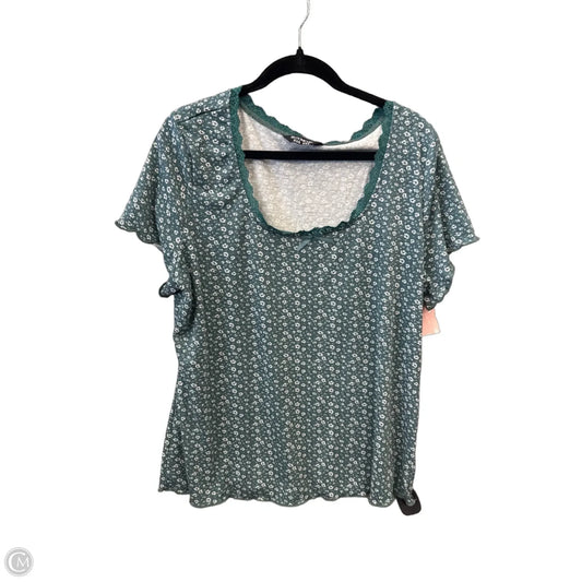 Top Short Sleeve By Bloomchic In Green & White, Size: 2x