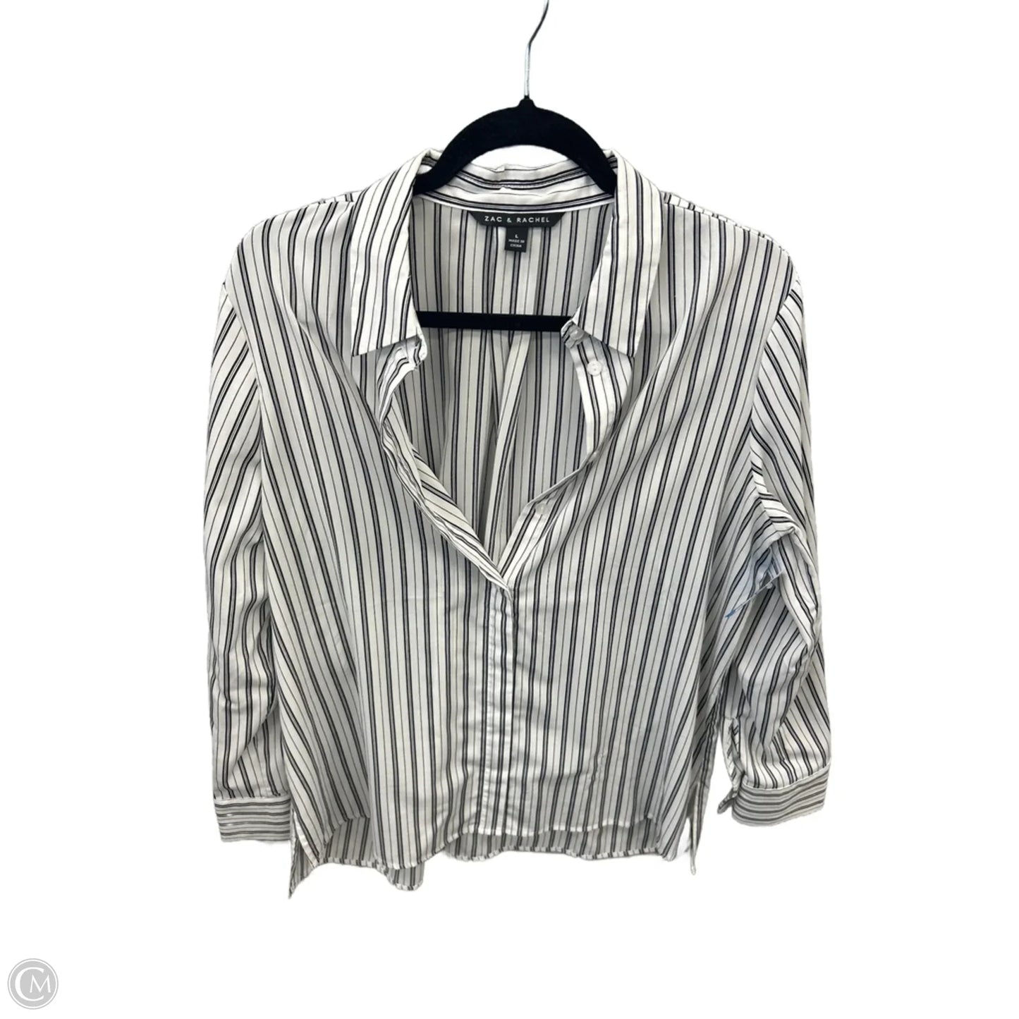 Top Long Sleeve By Zac And Rachel In Striped Pattern, Size: L