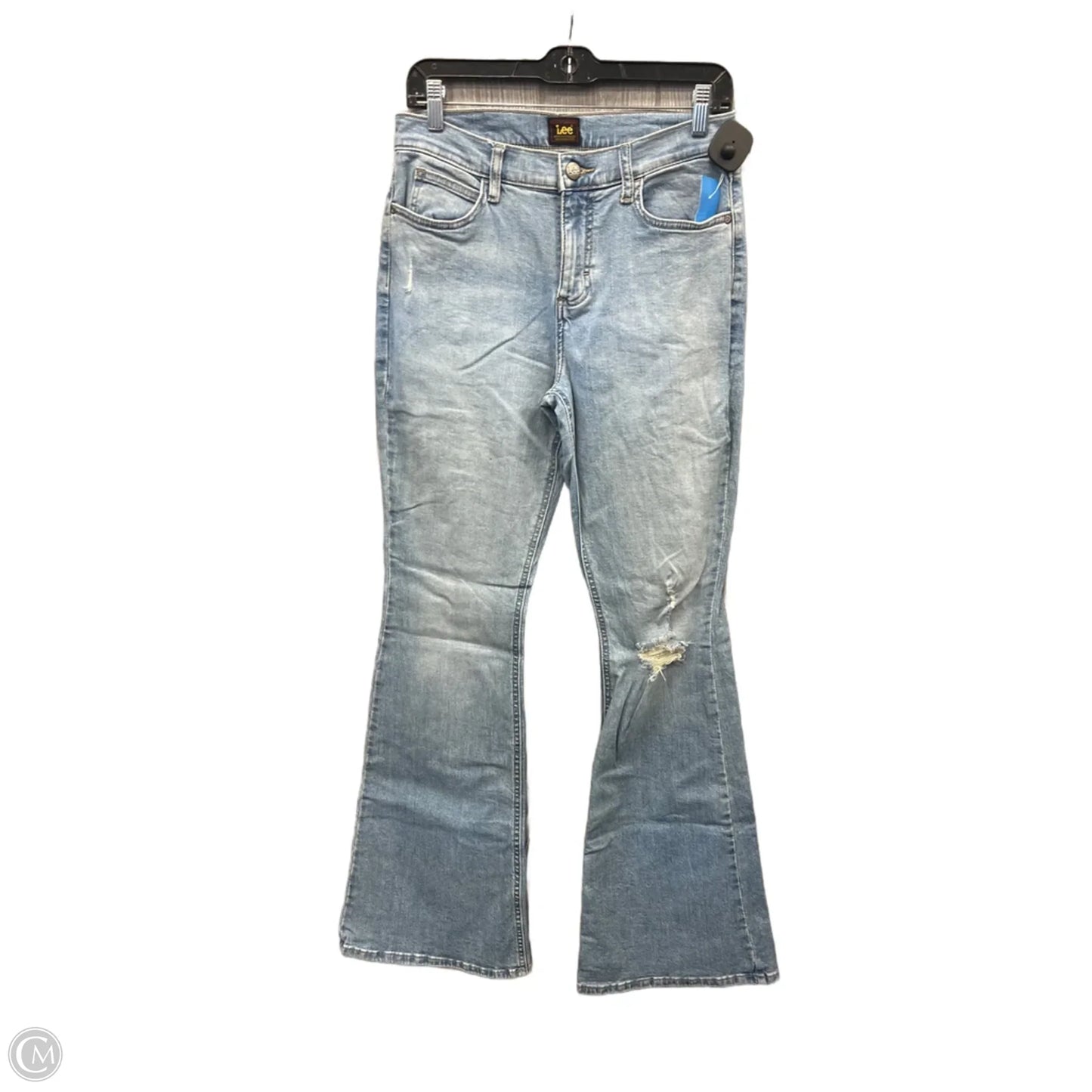 Jeans Flared By Lee In Blue Denim, Size: 8l