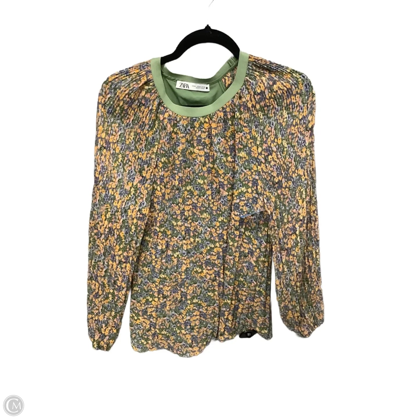 Top Long Sleeve By Zara In Green, Size: M