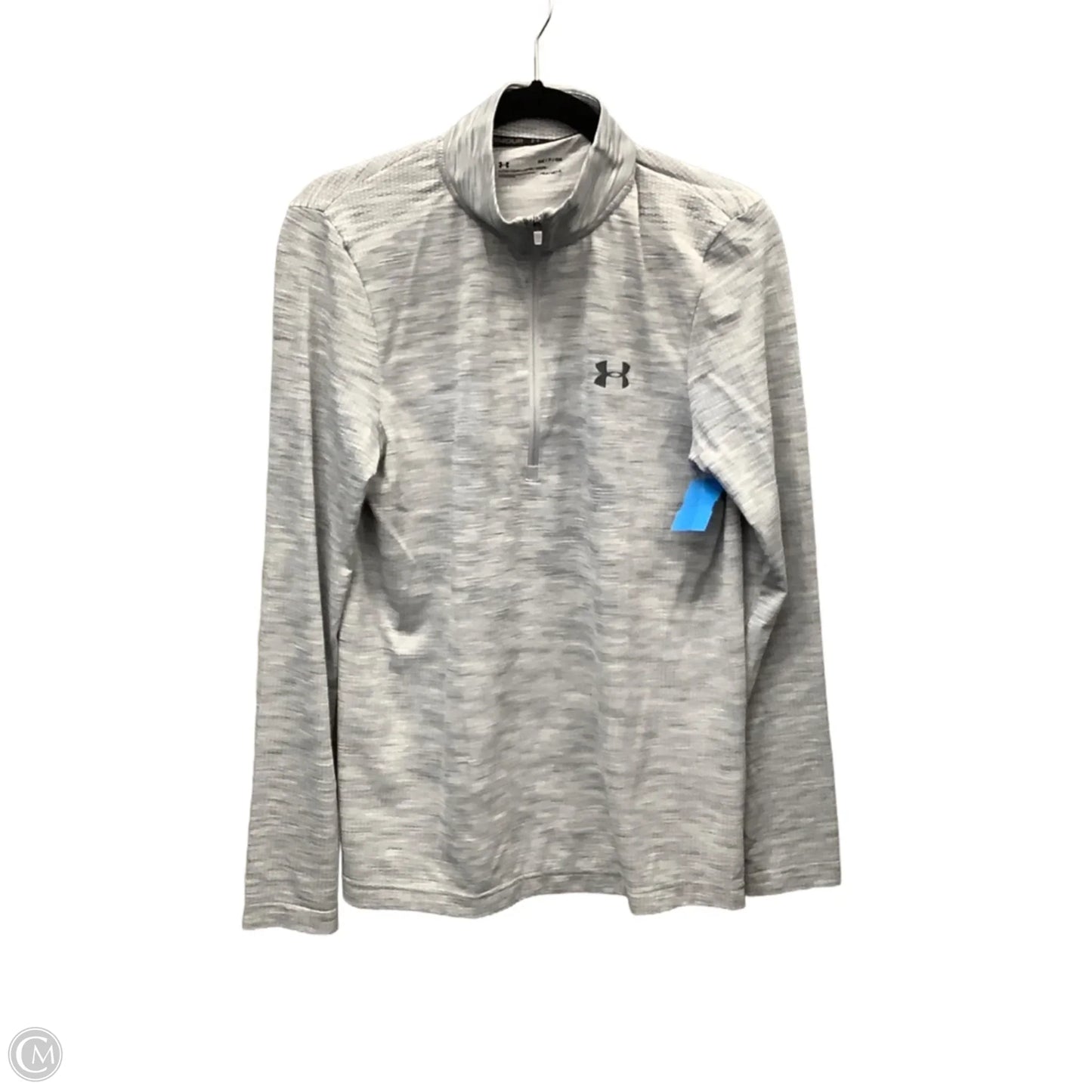 Athletic Top Long Sleeve Collar By Under Armour In Grey, Size: S