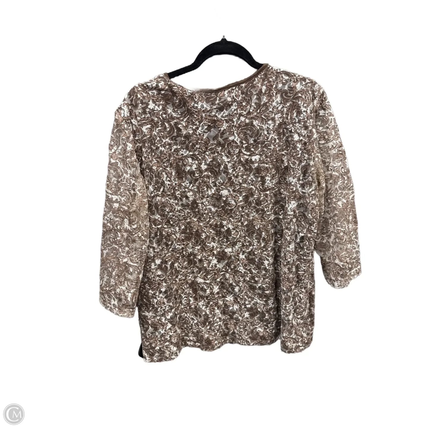 Top 3/4 Sleeve By Cj Banks In Brown, Size: 1x