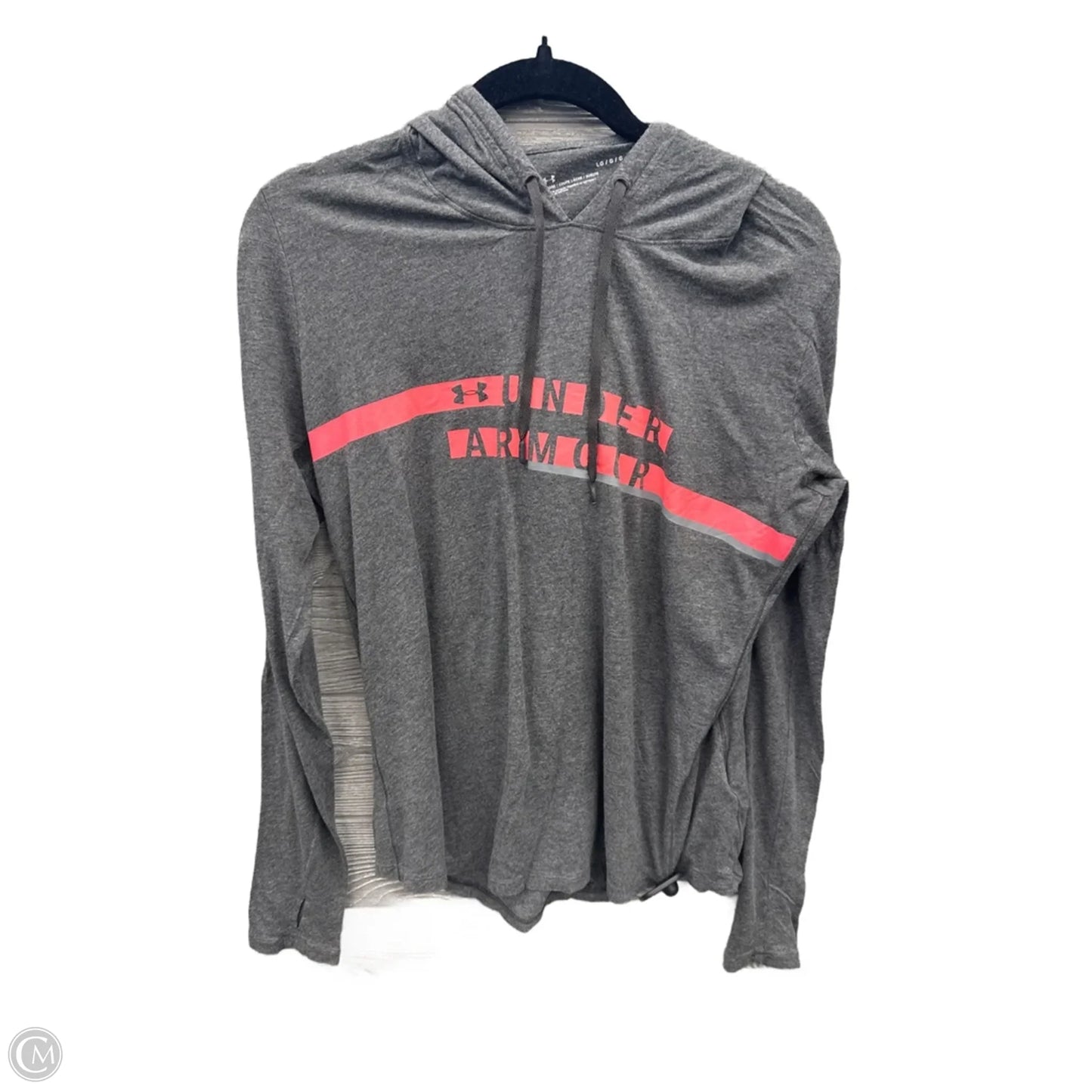 Athletic Top Long Sleeve Hoodie By Under Armour In Grey, Size: L