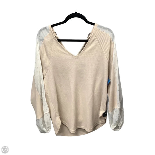 Top Long Sleeve By Daytrip In Tan, Size: M
