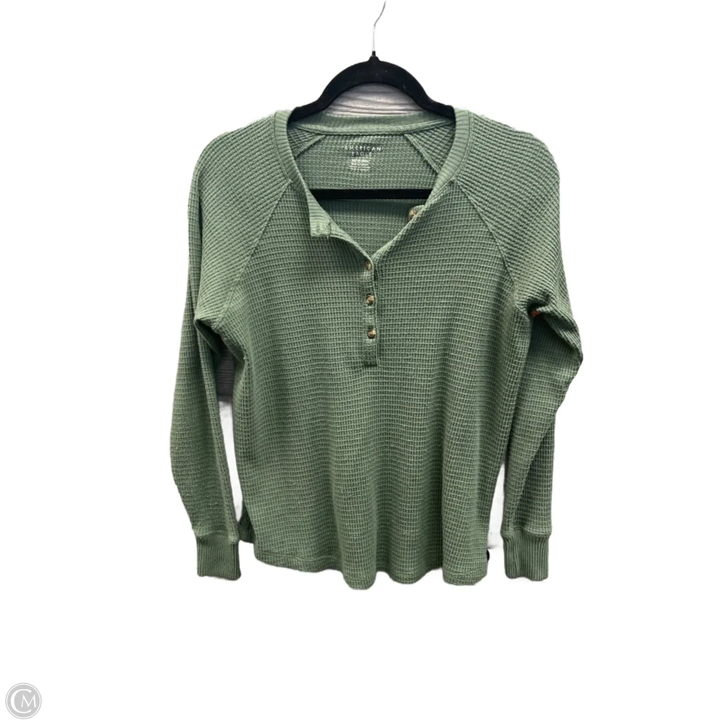 Top Long Sleeve By American Eagle In Green, Size: Xs