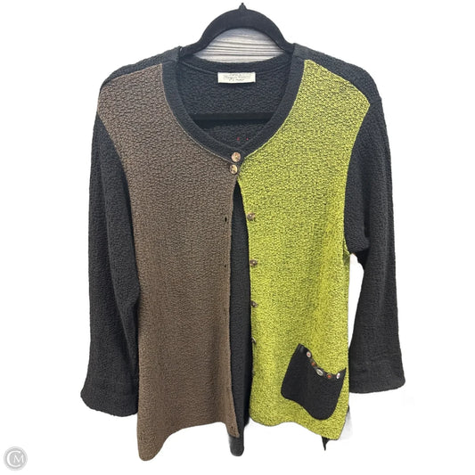 Cardigan By Clothes Mentor In Black & Green, Size: L