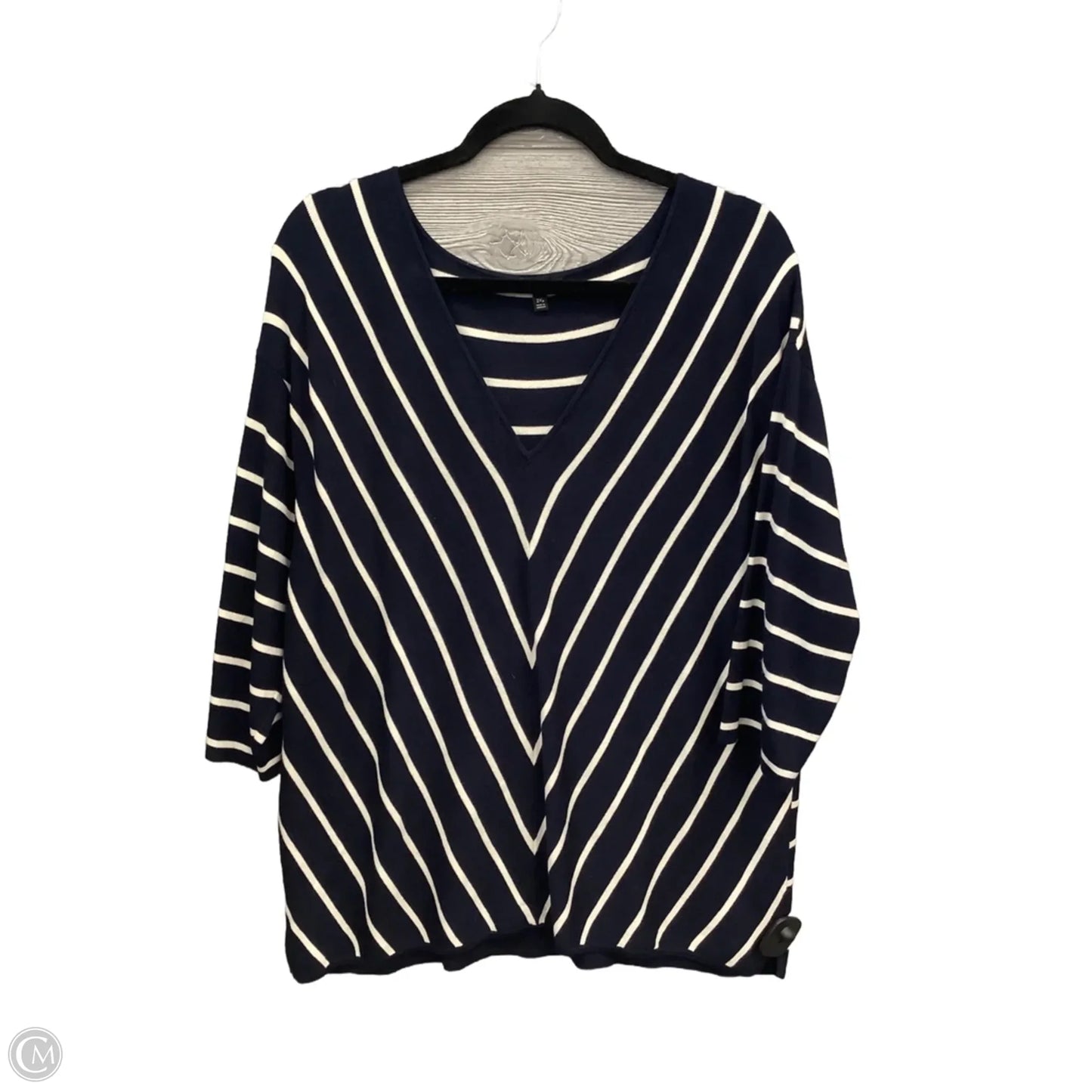 Top Long Sleeve By Talbots In Striped Pattern, Size: 2x