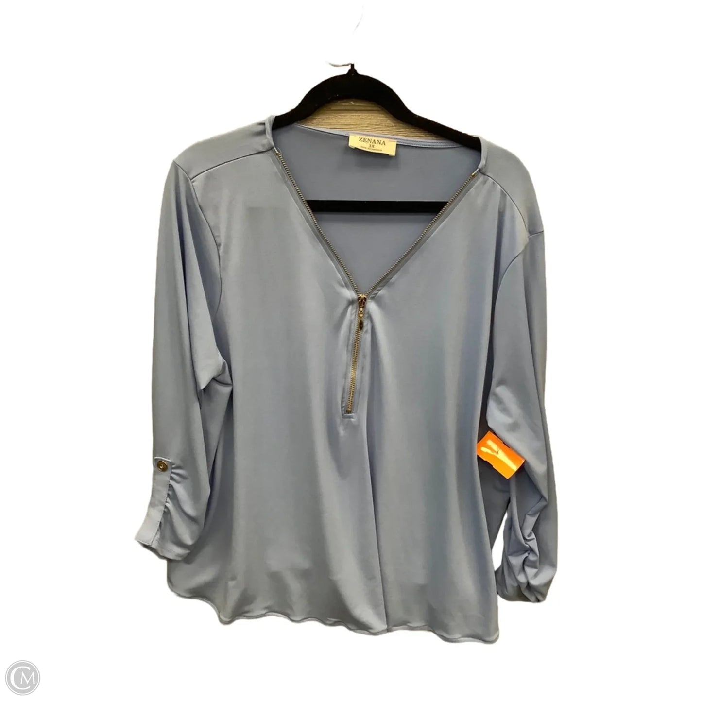 Top Long Sleeve By Zenana In Blue, Size: 3x
