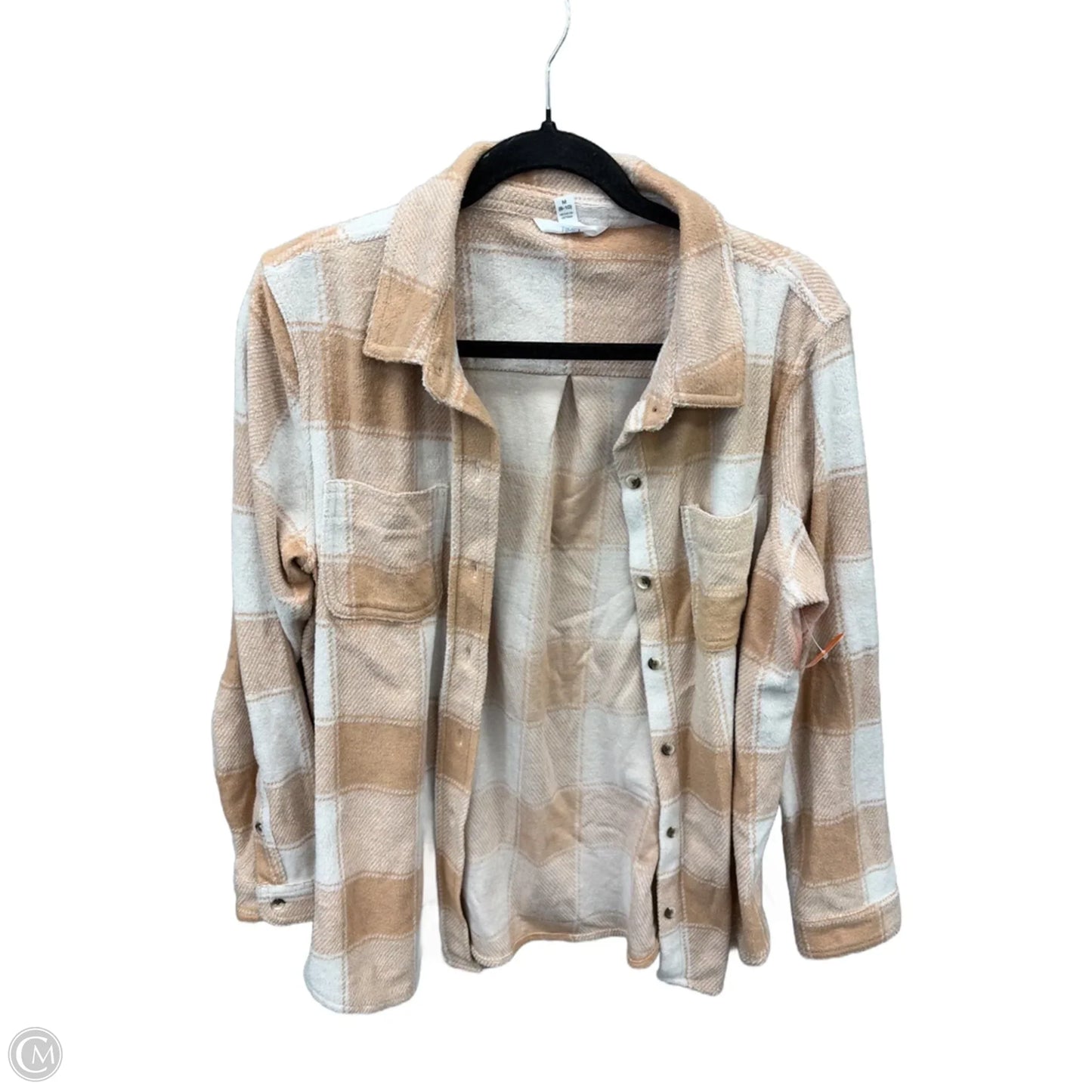 Top Long Sleeve By Time And Tru In Plaid Pattern, Size: M