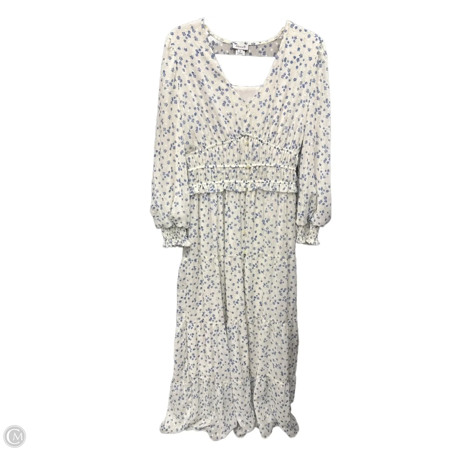 Dress Casual Maxi By Clothes Mentor In Blue & White, Size: L