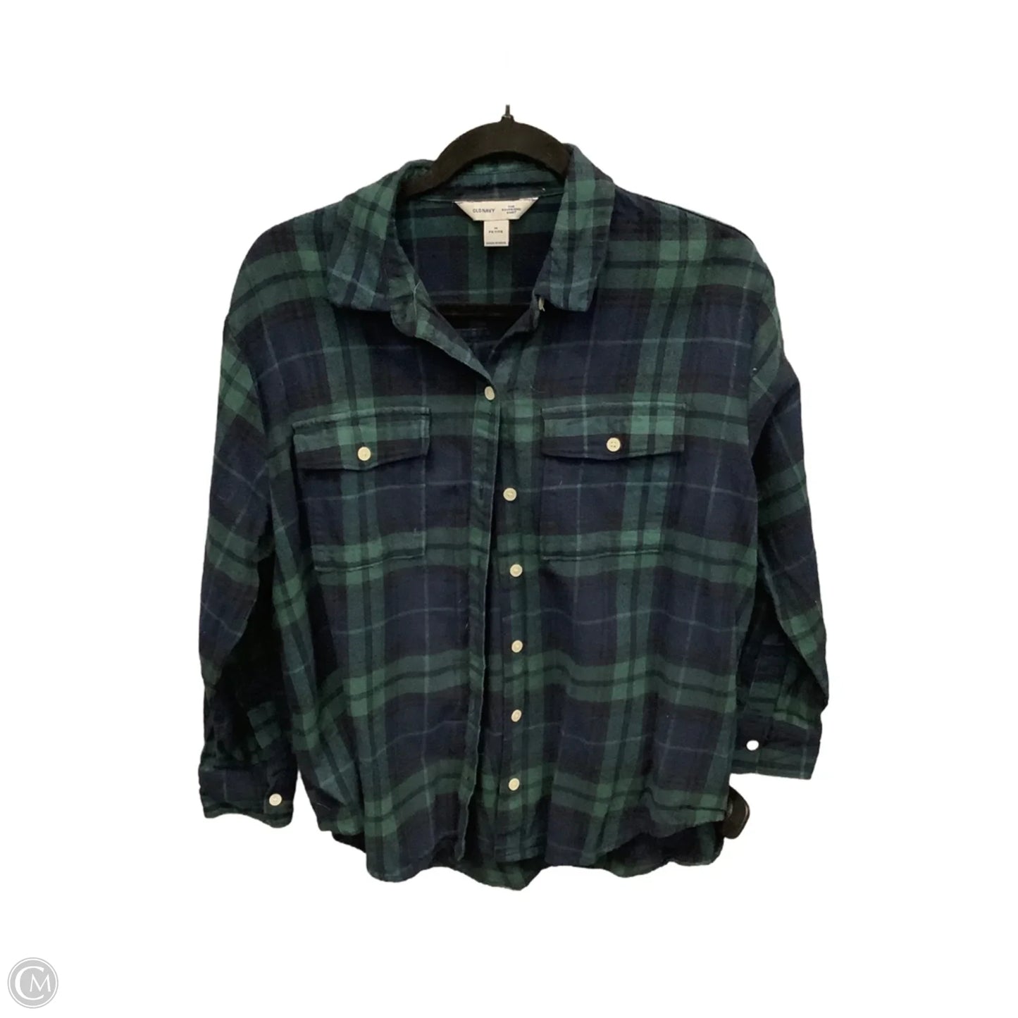 Top Long Sleeve By Old Navy In Plaid Pattern, Size: Mp