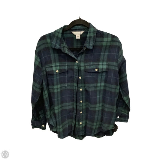Top Long Sleeve By Old Navy In Plaid Pattern, Size: Mp