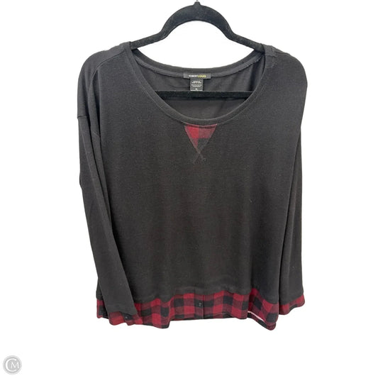Top Long Sleeve By Robert Louis In Black & Red, Size: Xl