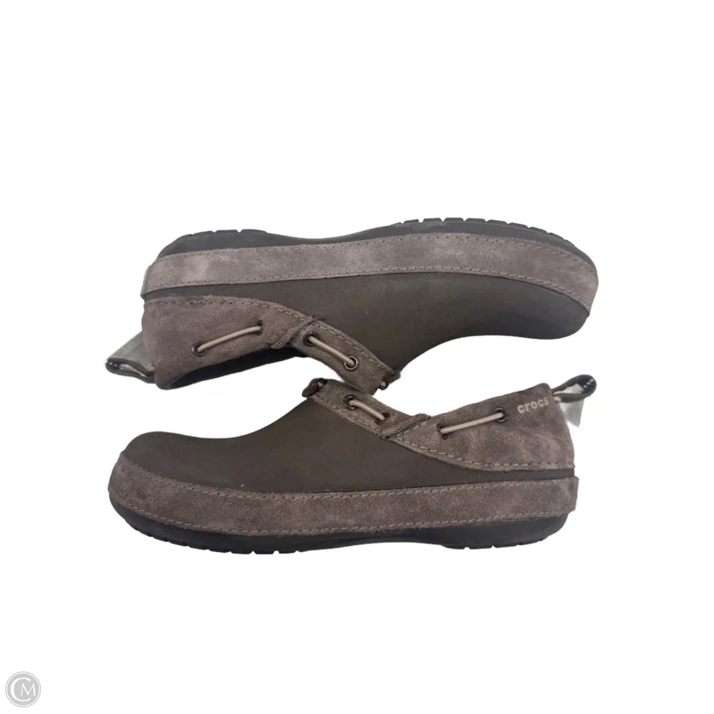 Shoes Flats By Crocs In Brown, Size: 9