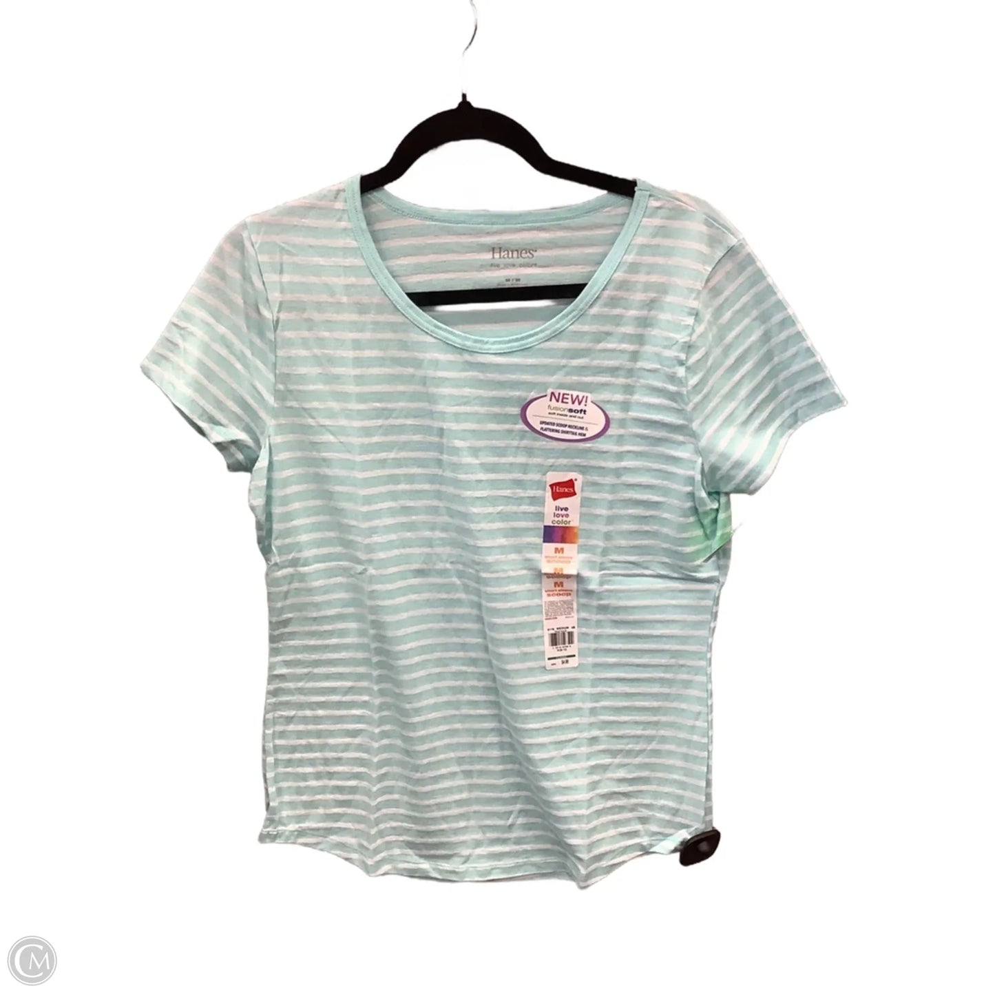 Top Short Sleeve By Hanes In Striped Pattern, Size: M