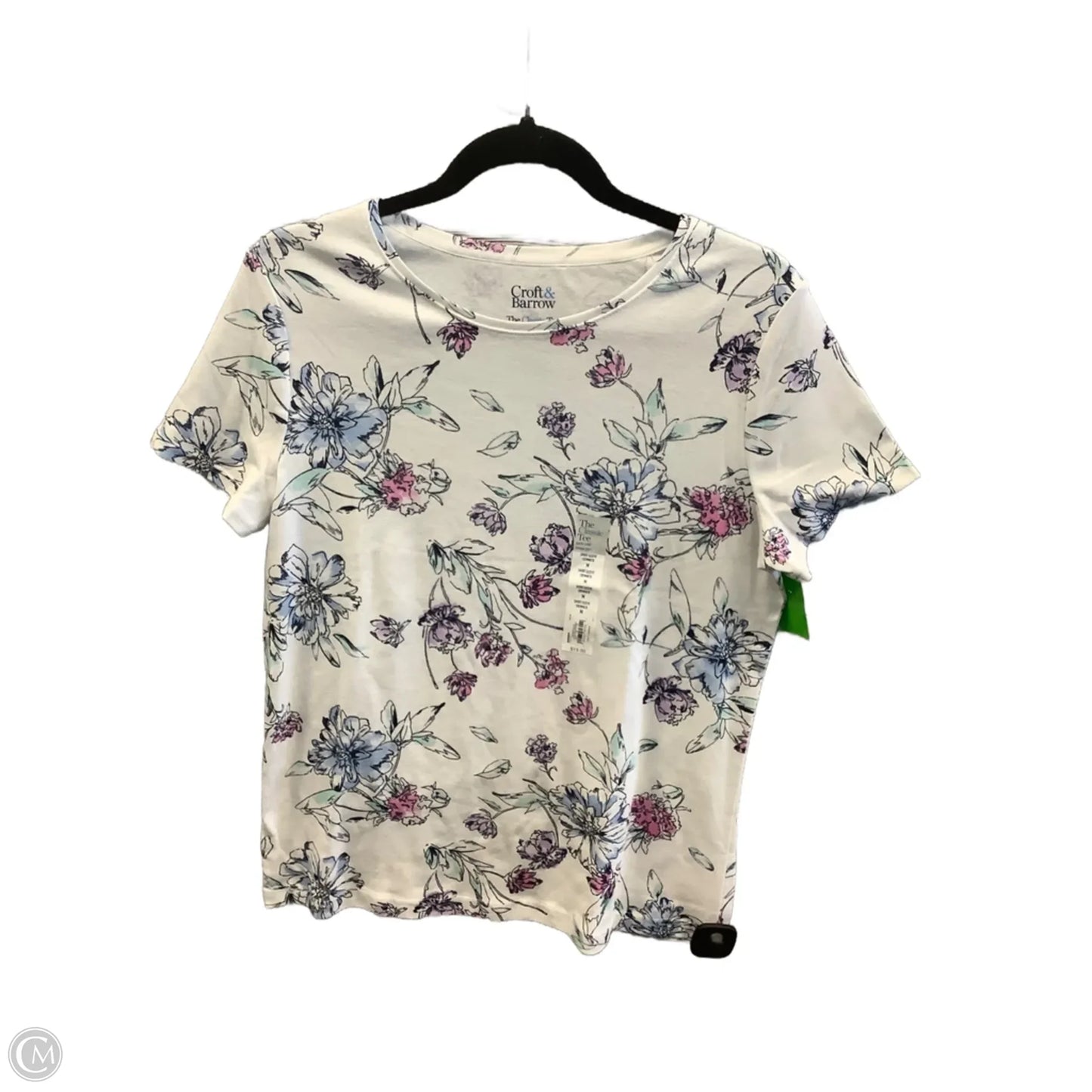 Top Short Sleeve By Croft And Barrow In White, Size: M