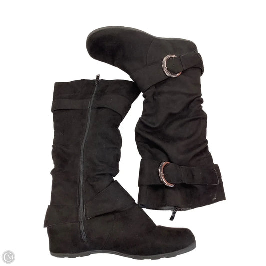 Boots Mid-calf Flats By Clothes Mentor In Black, Size: 10