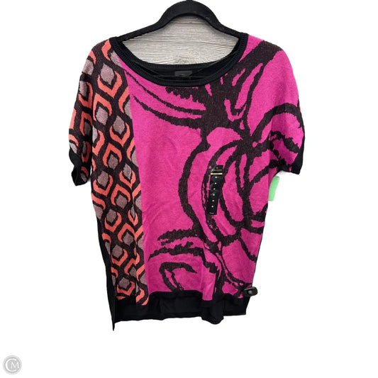 Top Short Sleeve By Worthington In Black & Pink, Size: M