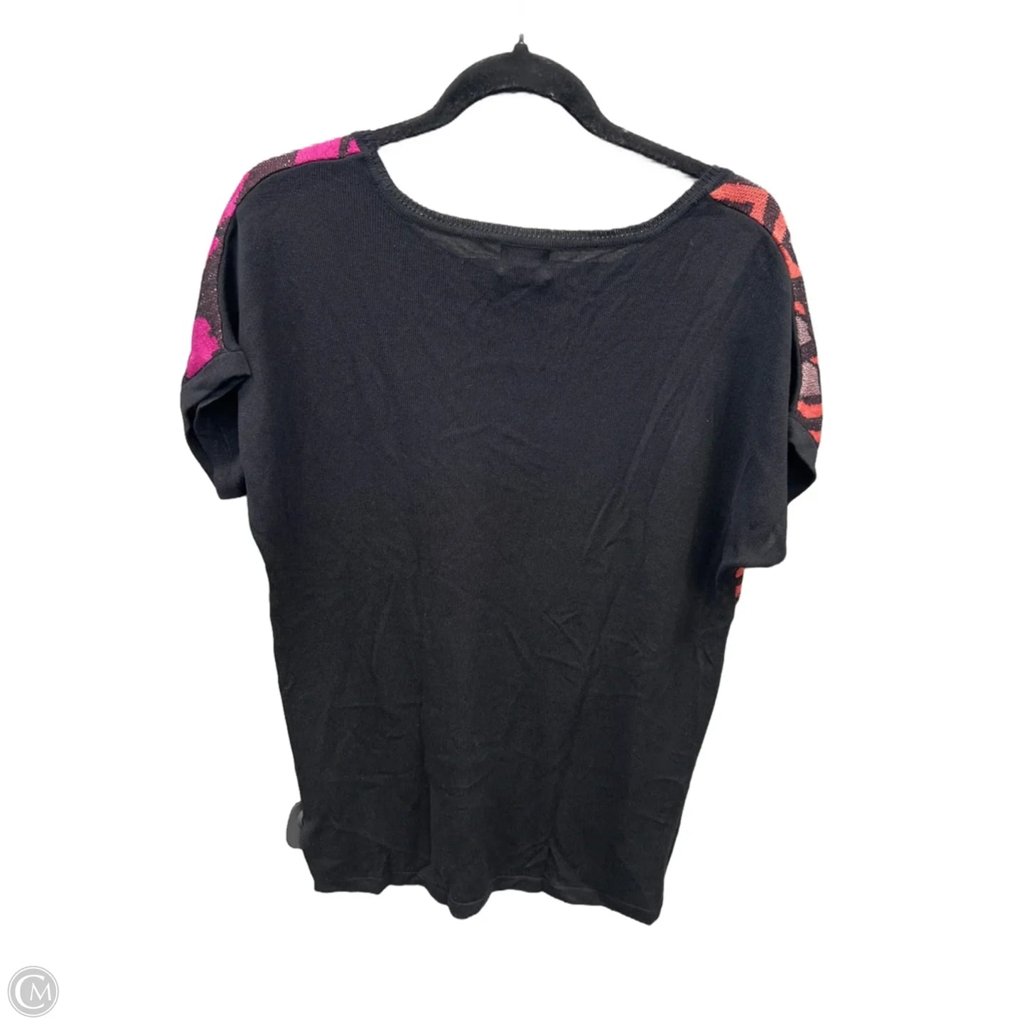 Top Short Sleeve By Worthington In Black & Pink, Size: M