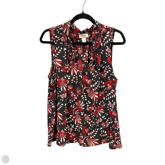 Blouse Sleeveless By Loft In Black & Red, Size: Xl