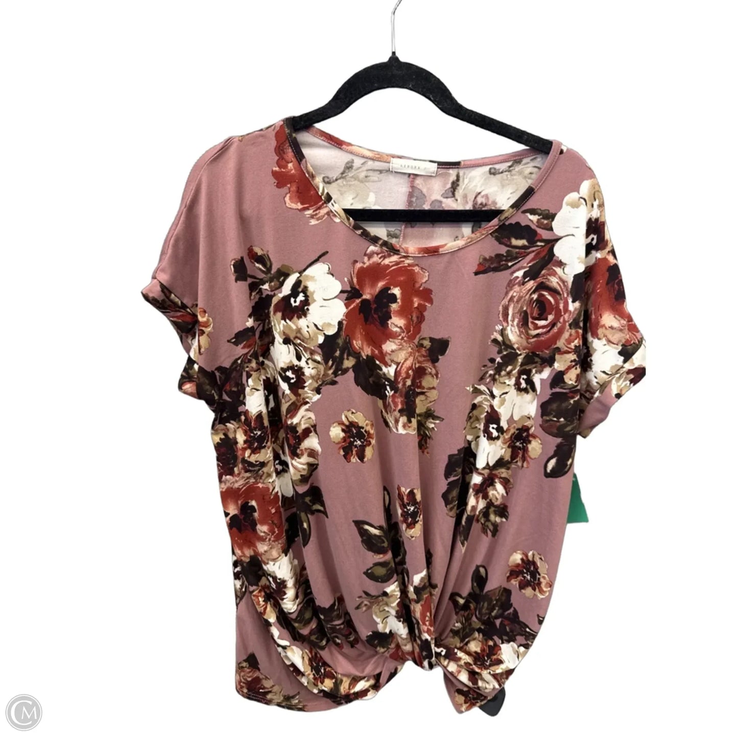 Top Short Sleeve By Reborn J In Floral Print, Size: Xl