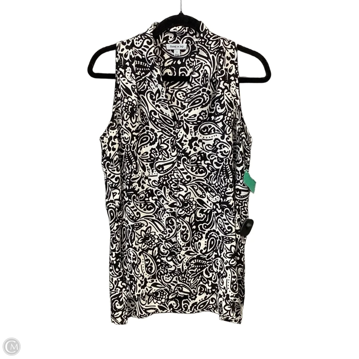 Tunic Sleeveless By Clothes Mentor In Black & White, Size: S